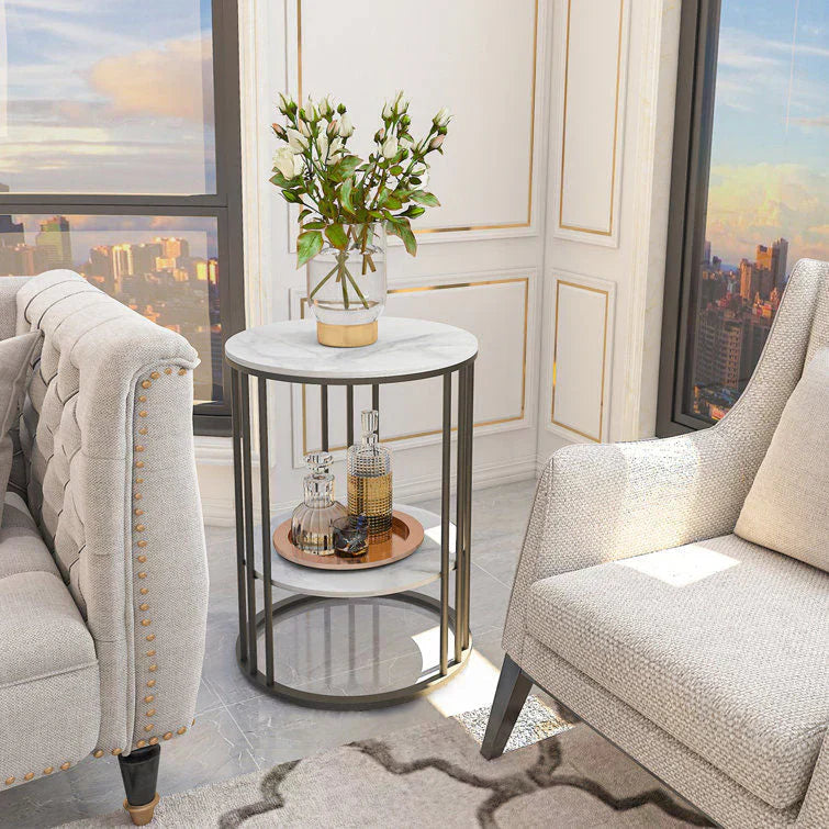 2-Tier Round Shape Modern Designer End Side Table