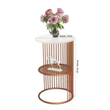 Designer Art Classic Black Finish Half Caged Coffee Round Side Table
