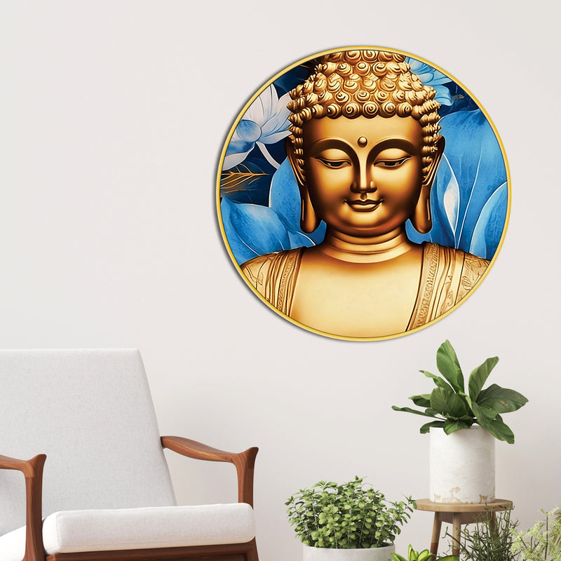 Zen Inspired Gautam Buddha Round Shape Painting